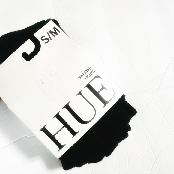 NEW HUE Womens S / M Fashion Sweater Tights Non Control Top Black Brushed Lining - Picture 2 of 6